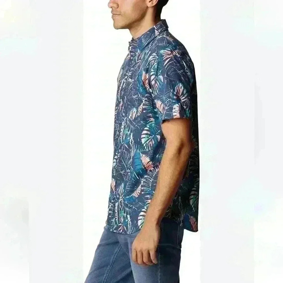 Columbia Men's Thistletown Hills Polo Dark Mountain King Palms Size Small - Picture 2 of 8
